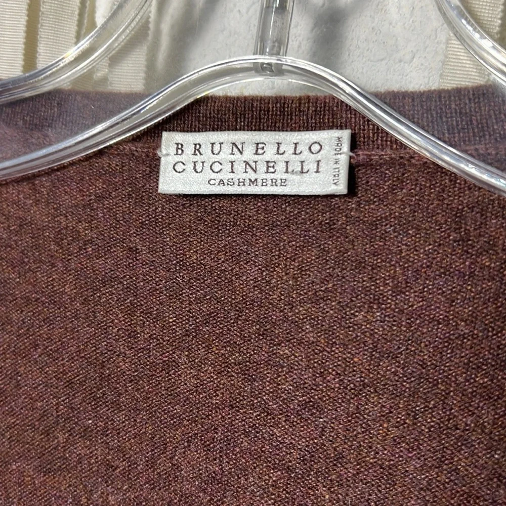 Brunello Cucinelli Cinnamon Colored Cashmere V-Neck Sweater Size M - Picture 9 of 12